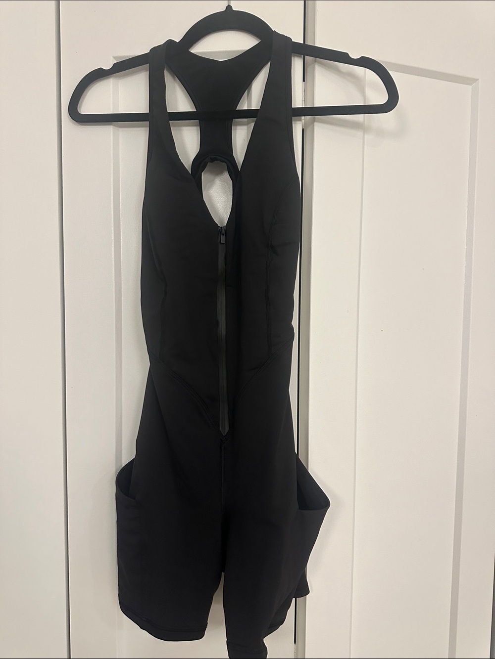 MICHI Black Racerback One-Piece with Front Zip Side Pocket